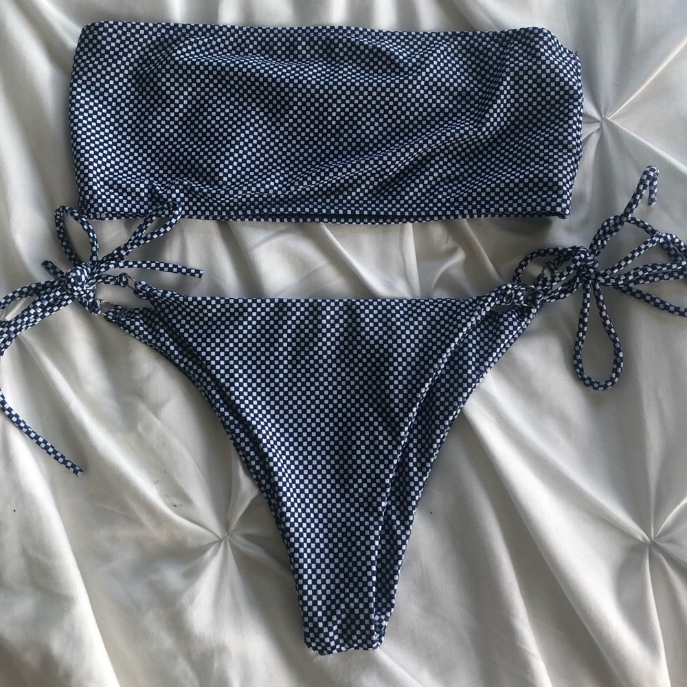 Navy & White Bandeau Bikini